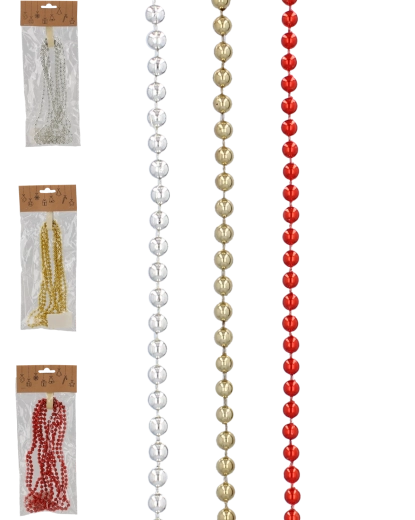 Kerst kralen-slinger 2,7 m, 6 mm – mix van kleuren