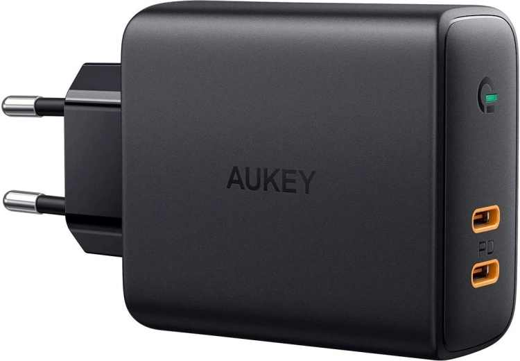 Aukey PA-D5 GaN netlader 2× USB‑C Power Delivery 63 W met Dynamic Detect