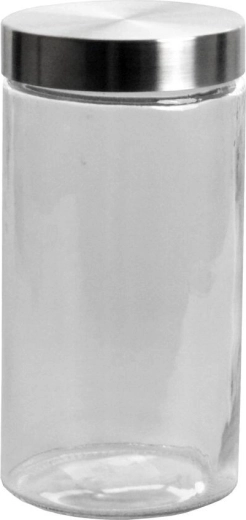 Glazen ronde pot 1,7 l met roestvrijstalen deksel