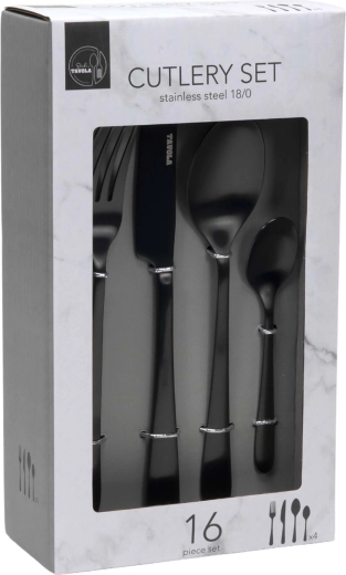 Bestekset 16 stuks zwart