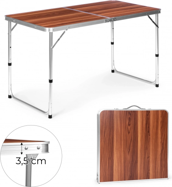 Toeristische tafel opvouwbare campingtafel bruin tafelblad 120 x 60 cm