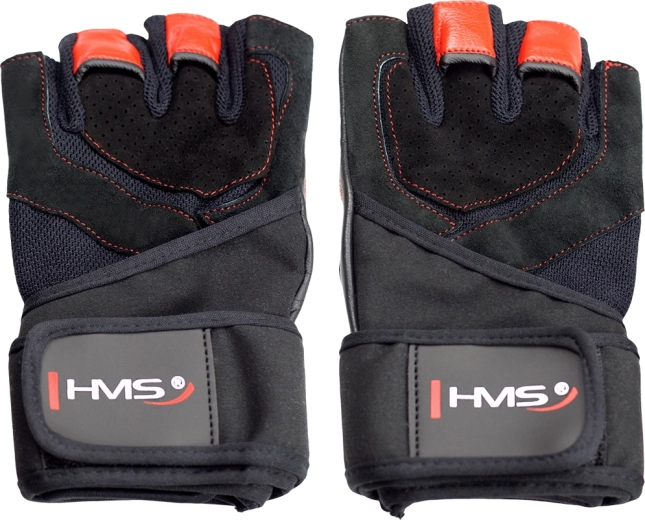 Fitnesshandschoenen met polsomwikkeling HMS, rood – S