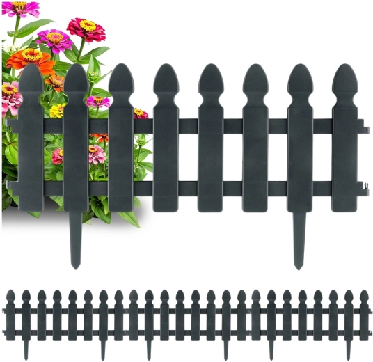 Grijze tuinrand pickethek 49 × 21 cm, set van 4 stuks