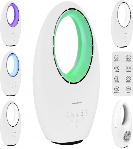 Staande bladenloze ventilator met LED-verlichting 60W