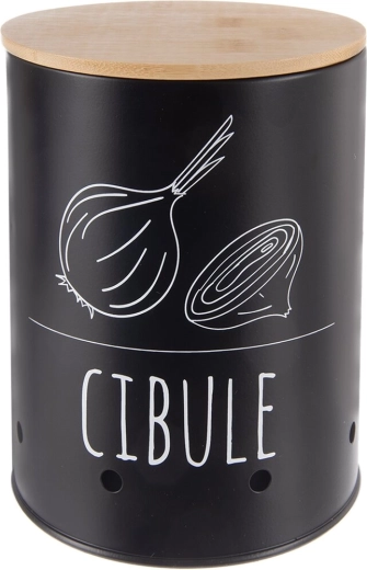 Uienbus black cz met bamboe deksel 13 cm