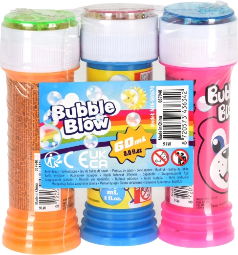 Bellenblaas 60 ml – mix kleuren, set van 3 stuks