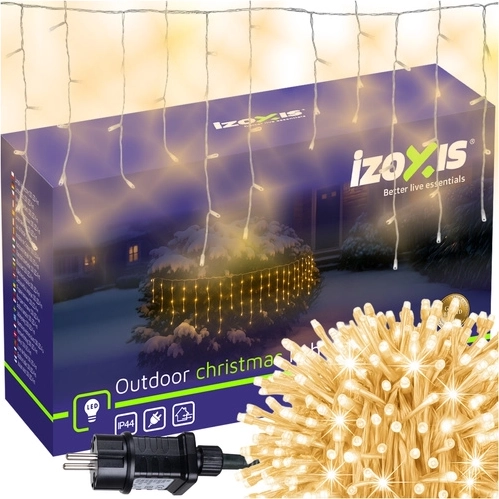 Kerst LED-ijskegels 100 LED, warm wit 6 m IP44 IZOXIS met flitseffect