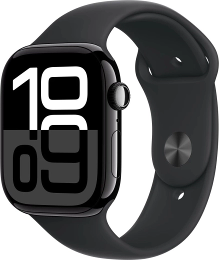 Apple Watch Series 10 GPS 46 mm met zwarte sportband - maat S/M