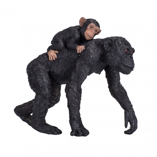 Figuur van een chimpansee met jong – realistisch dier voor kinderen en verzamelaars