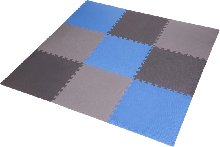 Beschermende puzzelmat van EVA-schuim ONE Fitness MP10, blauw-grijs, 9 delen