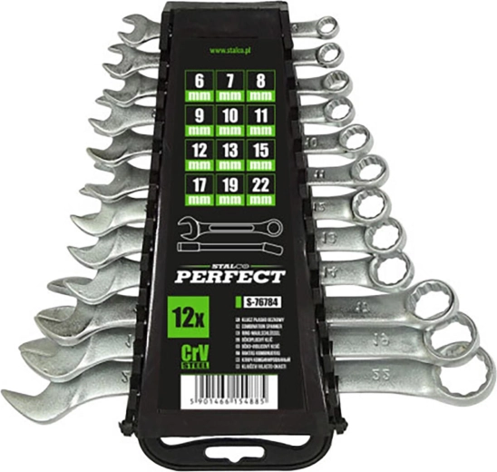 Stalco set ring-steeksleutels 6–22 mm, 12-delig met houder