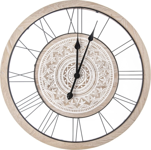 Wandklok met mandala-motief beige 60 cm