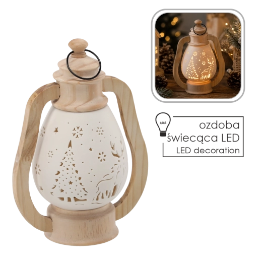 Kerstfiguur – keramische LED-lampion - 1 stuk