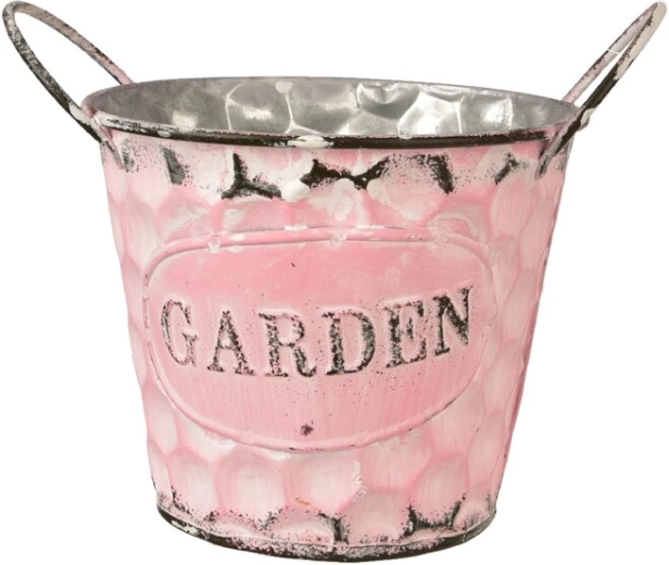 Metalen bloempot Garden roze 12 × 12 × 13 cm