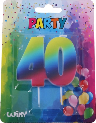 Verjaardagskaars cijfer 40 regenboog
