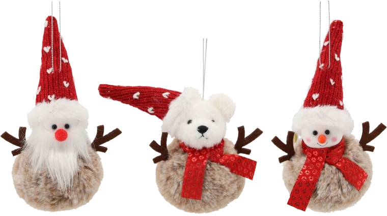 Kerst hangornament sneeuwman/sinterklaas/ijsbeer 10 × 12 cm