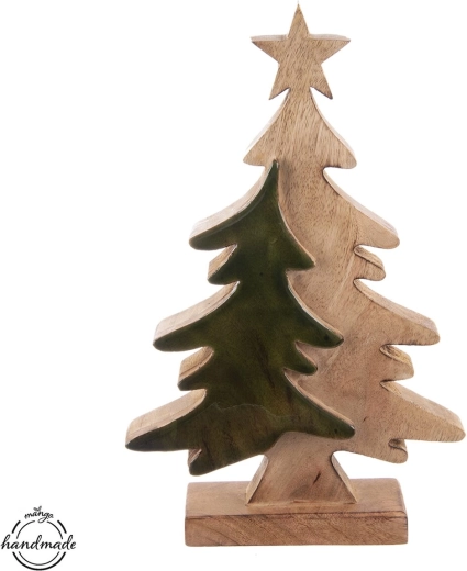 Decoratieboom MANGO van hout met geëmailleerd element, 47 cm