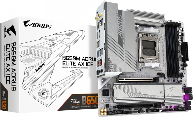 Gigabyte Aorus B650M A Elite AX ICE moederbord mATX AM5