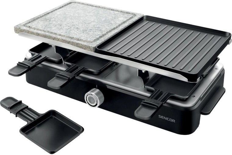 Sencor-raclettegrill met stenen en geribbeld grilloppervlak