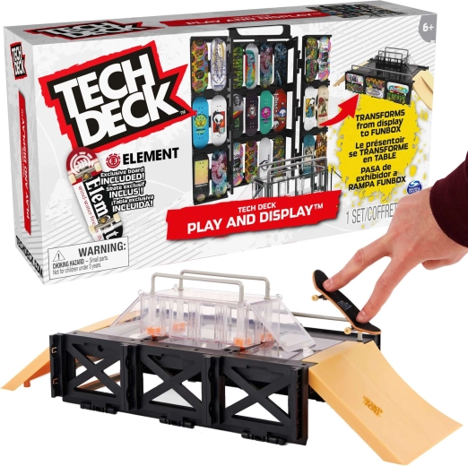 Tech Deck Play and Display – draagbaar fingerboard-skatepark met ELEMENT-standaard