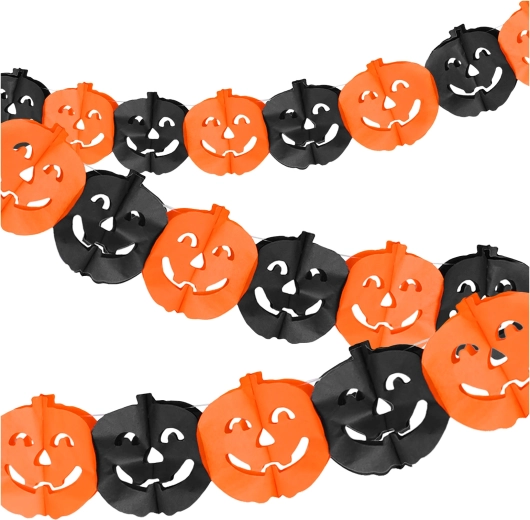 Papieren Halloween-slinger met pompoenen Glimz 3 m