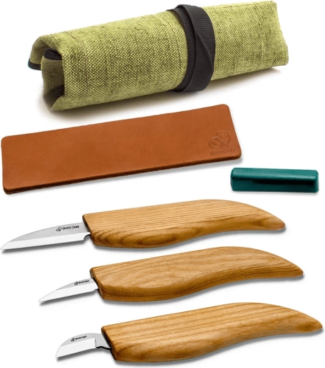 Startset voor houtsnijwerk BEAVERCRAFT S15 (3 messen in etui + accessoires)