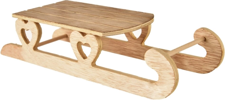 Houten decoratieve slee beige 25 × 9 × 6 cm