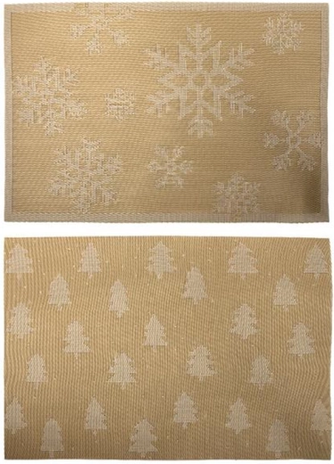 Kerstplacemat 30 × 45 cm, goud, polyester