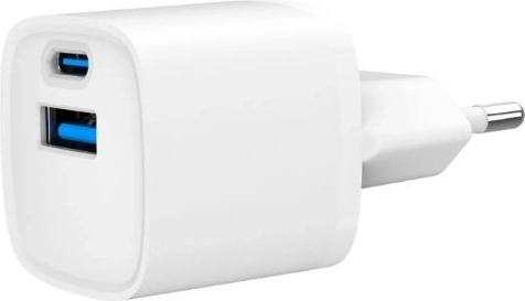 Mini-oplader USB‑A/USB‑C 20 W met PD en QC 3.0 – wit