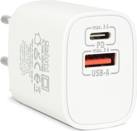 Netstroomlader met USB-C PD 20 W, wit