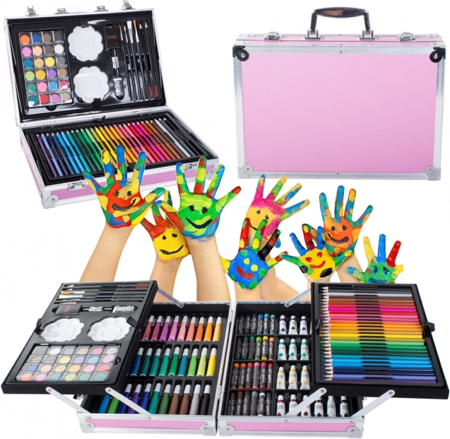 Creatieve set in koffer 145 stuks roze