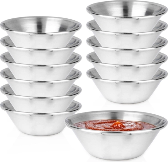 Vilde roestvrijstalen schaaltjes voor dips en sauzen 45 ml, 12 stuks