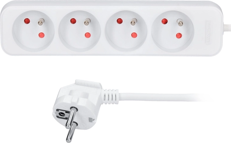 Solight verlengsnoer met 4 stopcontacten, 3 m, wit