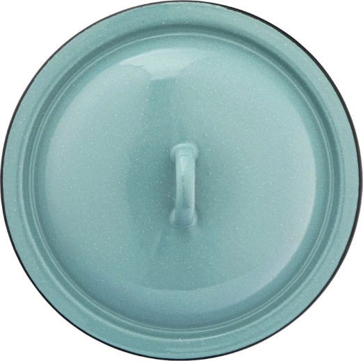 Geëmailleerde deksel 22 cm – saliegroen, gespikkeld