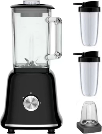 MalTec tafelblender 1800 W met glazen kan en accessoires