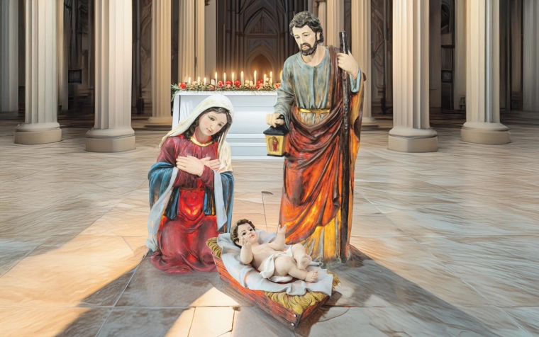 Set van 3 verlichte figuren – Heilige Familie 120 cm, hars