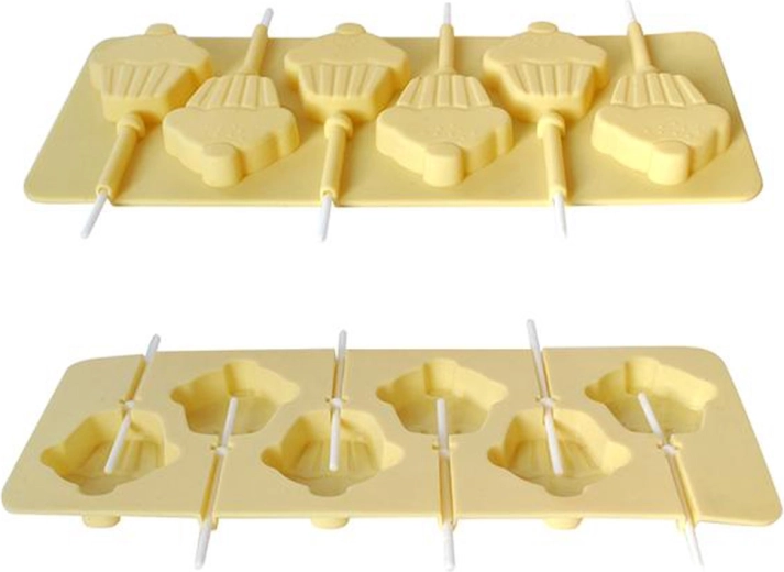 Siliconen lollyvorm Muffin met rietjes, crèmekleurig