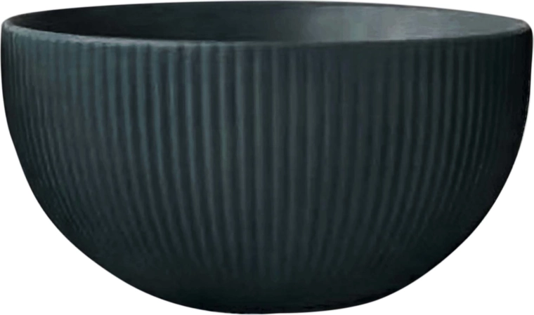 keramische kom KITCHISIMO 320 ml, geribd, donkergroen