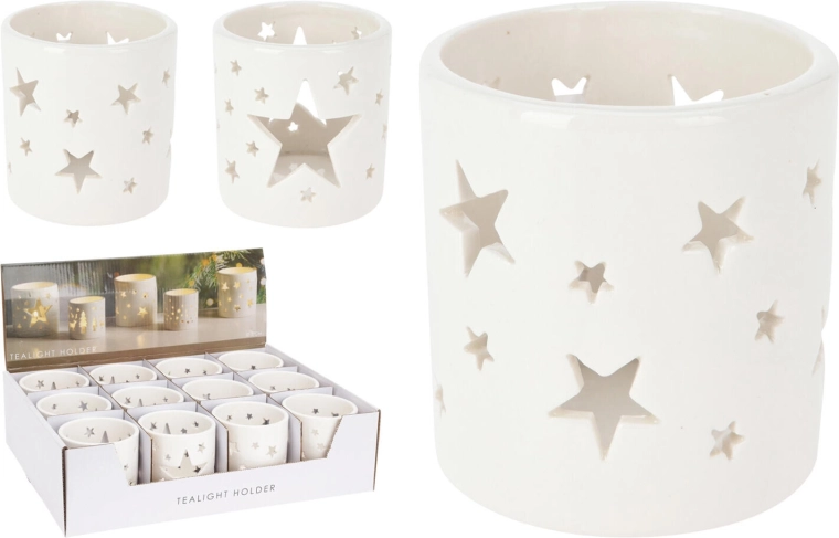 Porseleinen theelichthouder, wit, 7,5 × 8 cm