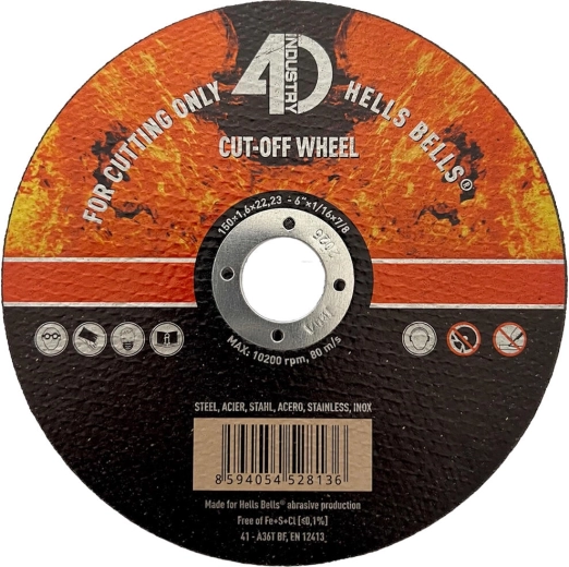 Doorslijpschijf voor staal en rvs 150 × 1,6 × 22,2 mm