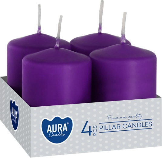 Paarse adventskaarsen 60 × 40 mm - 4 stuks