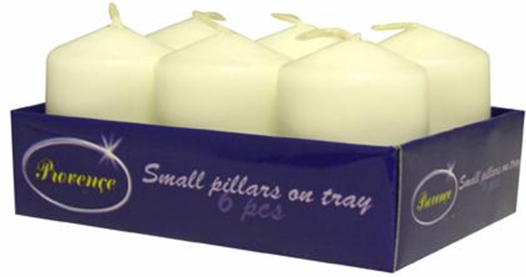 Set van 6 witte cilindervormige kaarsen 3,8 × 5,5 cm