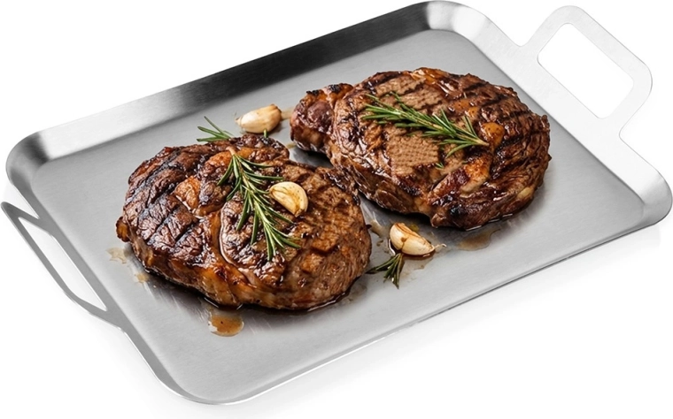 Roestvrijstalen grillplaat 43 × 25 cm met handgrepen