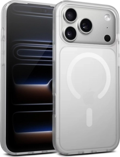 hybride matte magnetische magsafe-hoes voor iphone 17 pro max – wit