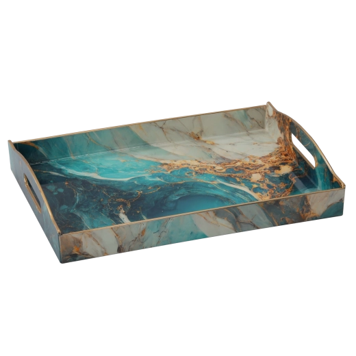 Decoratieve rechthoekige tray met resin-effect 37,5 × 27,5 × 6 cm - 1 stuk