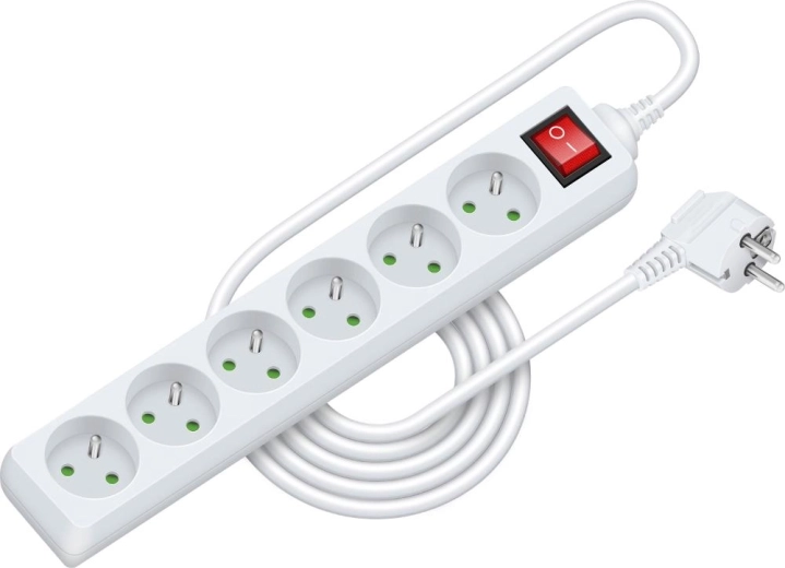 Retlux-verlengsnoer met schakelaar, 6 stopcontacten, 3 m