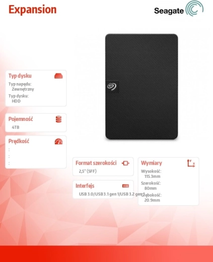 Externe harde schijf Seagate Expansion 4 TB 2,5" zwart