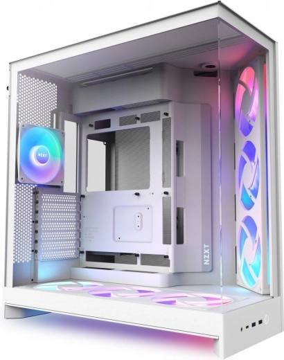 NZXT H9 Flow RGB+ witte ATX mid-tower behuizing met raam