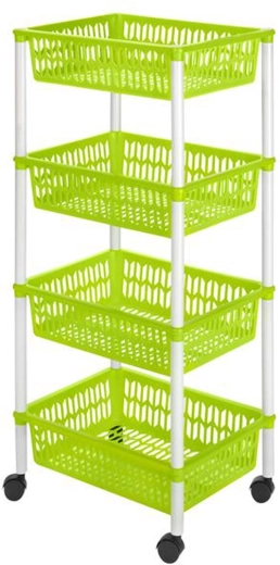 Rollenrek met manden, 4 lagen, 40 × 30 × 89 cm, kunststof