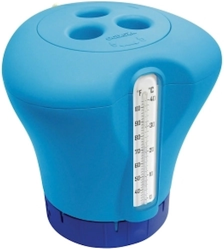 Blauwe chloordrijver met thermometer